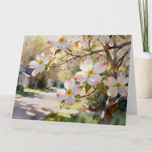 Cartão Flores de Dogwood Estudo C em Aquarela