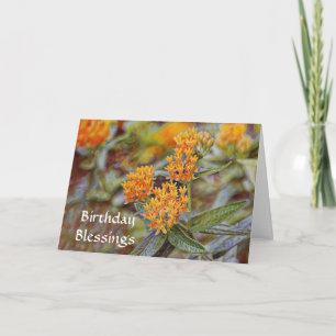 Cartão Flores de Fé Laranja Bênção de Aniversário 