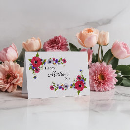 Cartão Flores de Feliz dia de as mães Vermelho