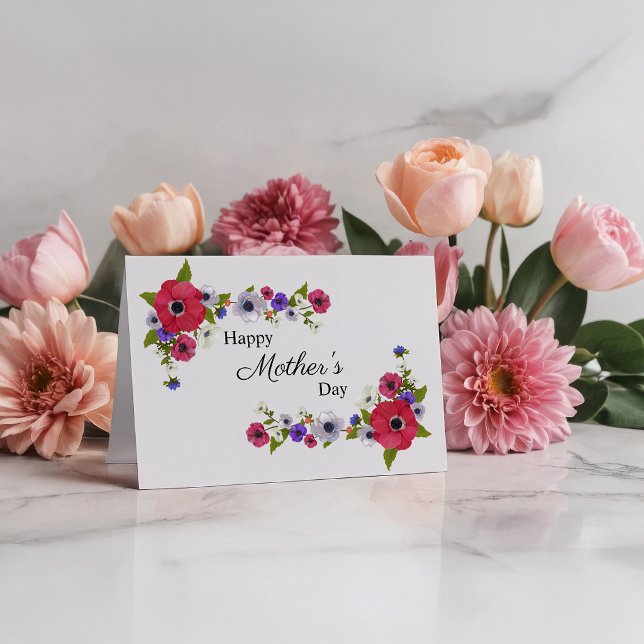 Cartão Flores de Feliz dia de as mães Vermelho (Criador carregado)