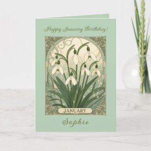 Cartão Flores de Galanthus em estilo Art Nouveau para ani