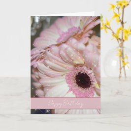 Cartão Flores de Gerbera Rosa Brilham Aniversário