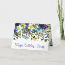 Flores de Inverno em Aquarela Azul e Branco Aniver