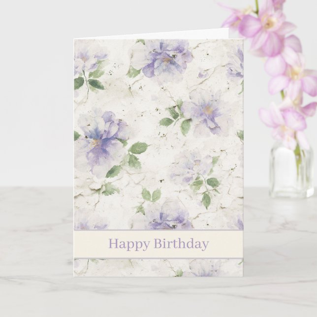 Cartão Flores de Lavanda Roxa Bonita de Aniversário (Orquídea)