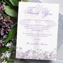 Cartão Flores de Lilás Agradecimento de Casamento Religio