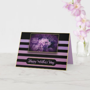 Cartão Flores de Lilás Roxo e Listras