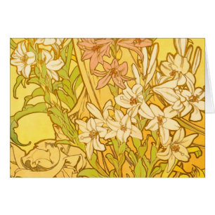 Cartão Flores de lírio Art Nouveau de Alfonse Mucha