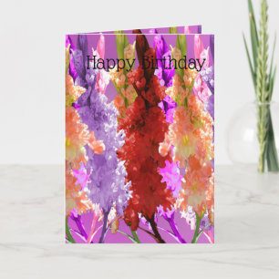 Cartão Flores de Malva de Elegância, Aniversário