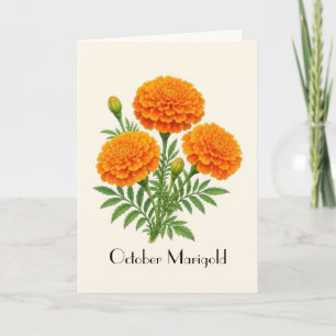 Cartão Flores de Marigold de Outubro Saudação