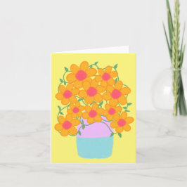 Cartão Flores De Mola Laranja E Rosa