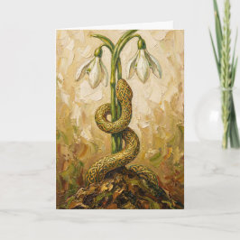 Cartão Flores de Neve da Serpente Celta Imbolc Renascimen