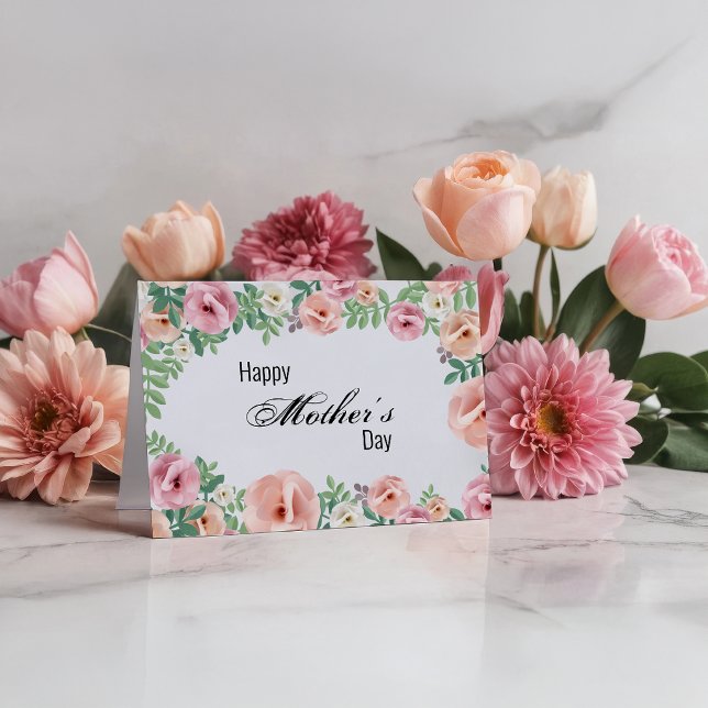 Cartão Flores de papel rosa do Feliz dia de as mães Paste (Criador carregado)