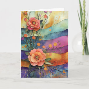 Cartão Flores De Papel Simples E Quadrado Alô Dobradas