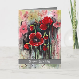 Cartão Flores De Papoila Em Aquarela