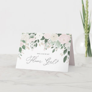 Cartão Flores de Pastel Brilho Você Será Minha Dama de Fl