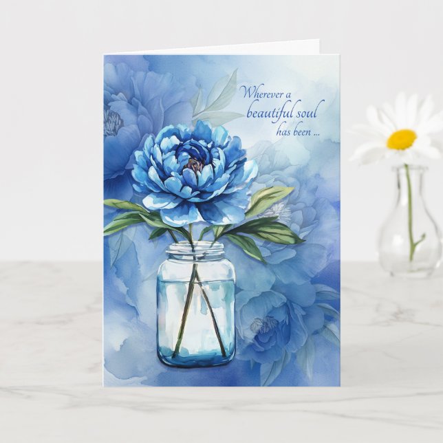 Cartão Flores de Peônia Azul de Simpatia Sentimento Since (Planta pequena)