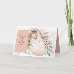 Cartão Flores de Pêssego de Nova Menina