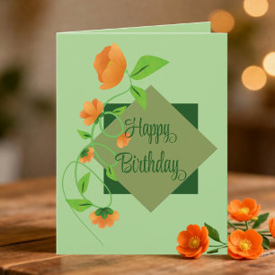 Cartão Flores de Pêssego no Aniversário do Diamante Verde