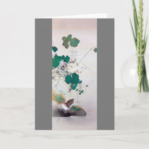 Cartão Flores de Quail e Outono, Watanabe Seitei