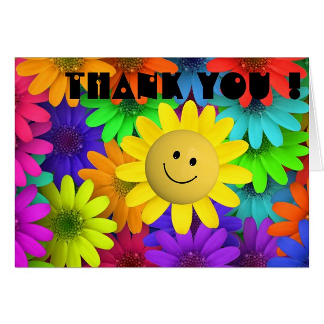 Cartão Flores de Rosto Feliz e Bonitas (Frente horizontal)