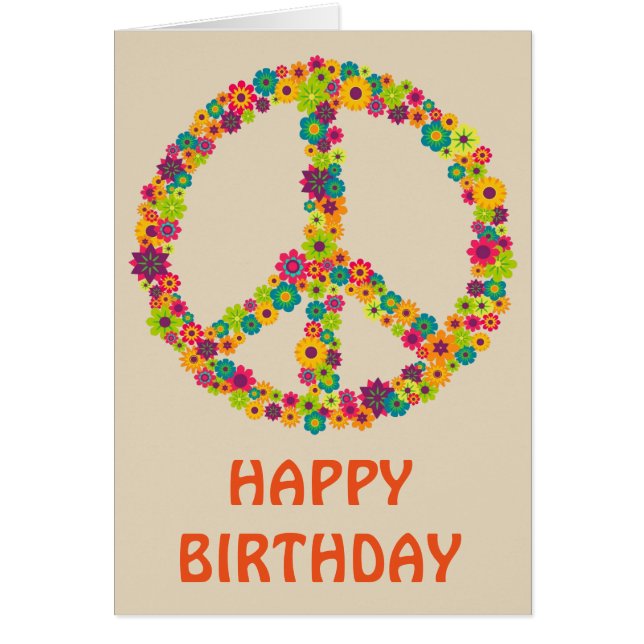 Cartão Flores de sinal de paz hippy (Frente)