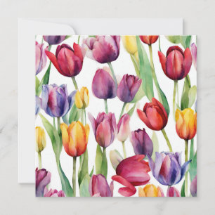 Cartão Flores de Tulipa em Aquarela para Qualquer Ocasião
