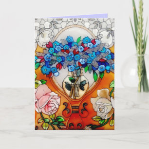 Cartão Flores de Vidro Congeladas de Dia de as mães Feliz