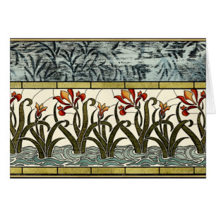 Cartão Flores de vidro manchadas com borda de estanho