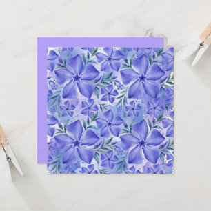 Cartão Flores de Vinca Azul Violeta Vinca Blossoms