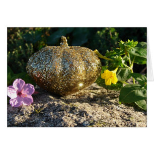 Cartão Flores Douradas de Pumpkin e Quatro Relógios