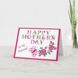 Cartão Flores e borboletas para Dias de as mães de Mamãe