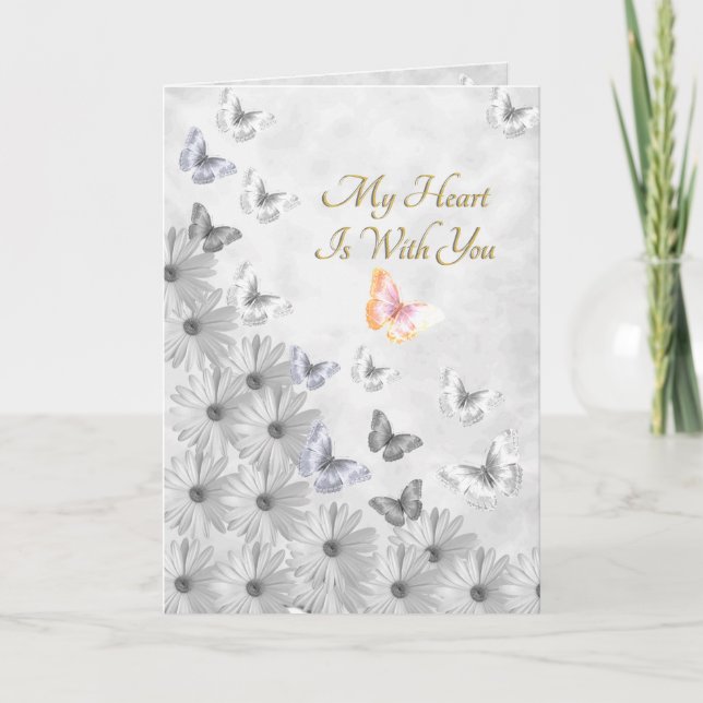 Cartão Flores e Borboletas - Perda de Irmã (Frente)