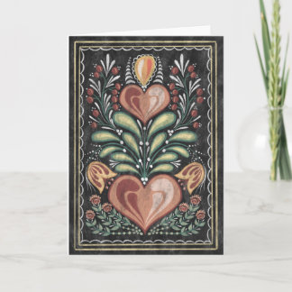 Cartão Flores e corações de Arte Folk