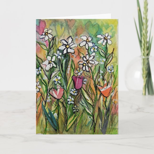 Cartão Flores e Corações para Você (Frente)