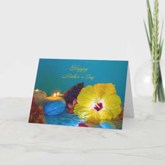 Cartão Flores e Dia de as mães de Velas (Frente)