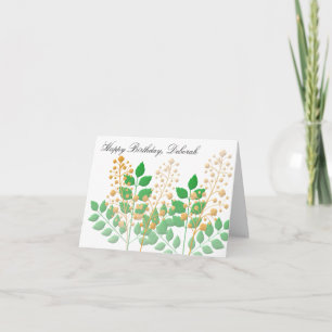 Cartão Flores e Folhas de Jardim de Aniversário