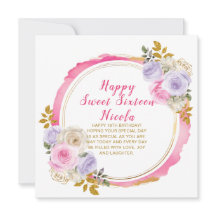 Flores Elegantes Rosa e Roxo Doce Dezesseis