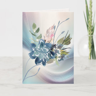 Cartão Flores em Aquarela com Redemoinho Opalescente
