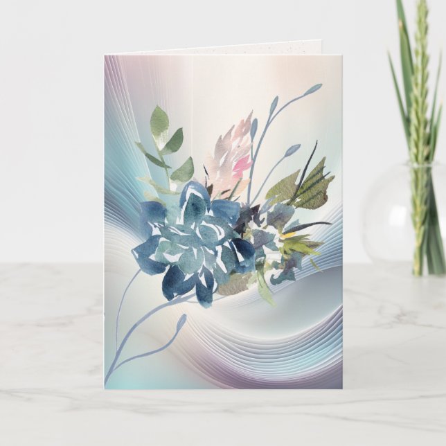 Cartão Flores em Aquarela com Redemoinho Opalescente (Frente)