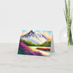 Cartão Flores em aquarela e montanha personalizáveis