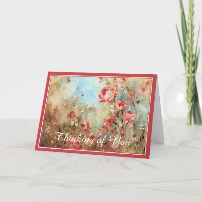 Cartão Flores em aquarela rosa (Frente)