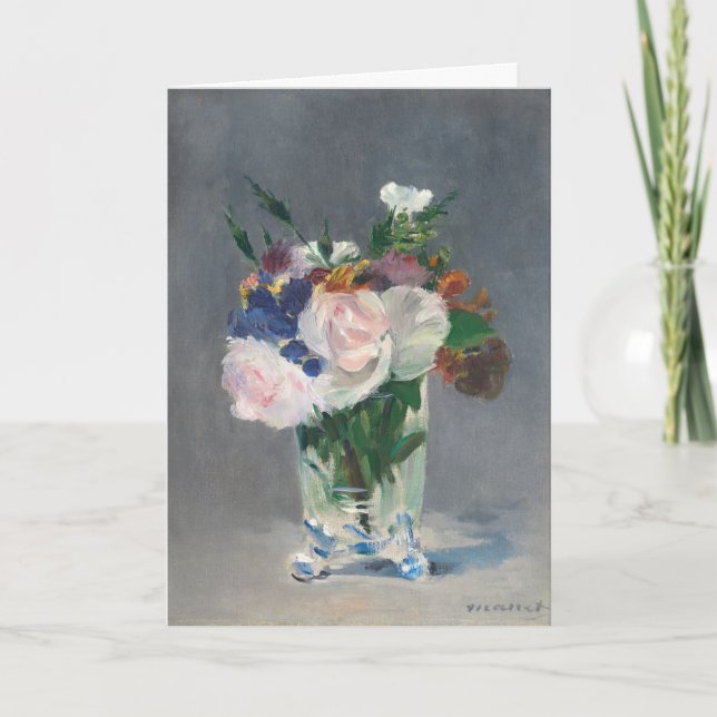 Cartão Flores em Impressionista de Maneta Cristal Vase (Frente)