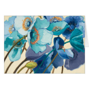 Cartão Flores em máscaras diferentes de roxo e de azul