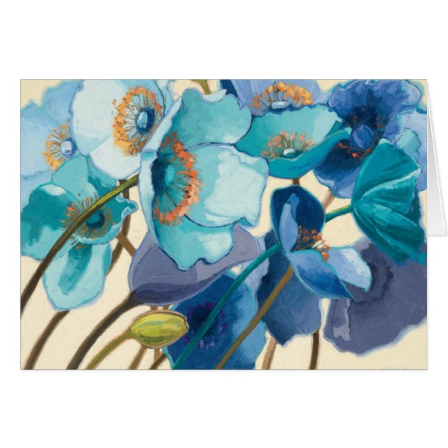 Cartão Flores em máscaras diferentes de roxo e de azul (Frente Horizontal)