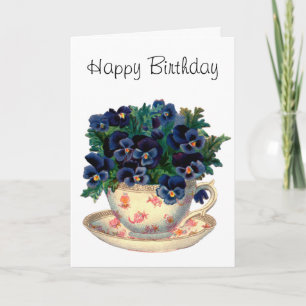 Cartão Flores em Teacup Vintage Art