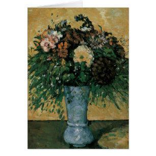 Cartão Flores em um Vaso Azul por Paul Cezanne Vintage Ar