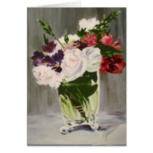 Cartão Flores em um vaso de cristal