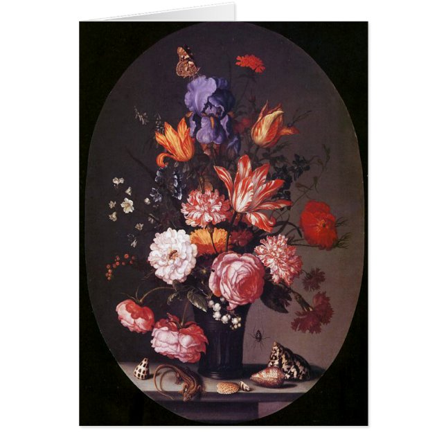 Cartão Flores em um vaso de vidro (Frente)