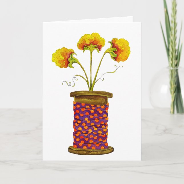 Cartão Flores em Wooden Spool (Frente)