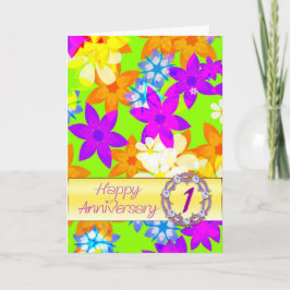 Cartão Flores fabulosas 1º aniversário para um casal
